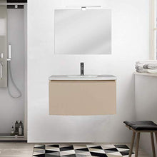 OrionShop Mobile Bagno Sospeso KAHINA da 80cm Tortora Opaco con Lavabo Specchio e Lampada LED Inclusi