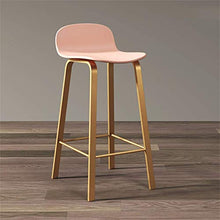 GYPPG Sgabello Bar Minimalista Contemporaneo con Schienale Basso, sedie Cucina per la Colazione con Sedile in plastica Ecologica/Gambe in Metallo - Rosa