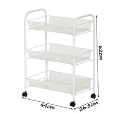 LYM &ripiano di stoccaggio Mensole da Cucina, mensole Multifunzione Rimovibili da Terra con Ripiani for Uso Domestico su Ruote -3 Strati Scaffale di Finitura