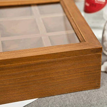 TXXM - Scatola portagioie in legno, 27 x 20 x 7 cm, con coperchio in vetro, confezione da 12