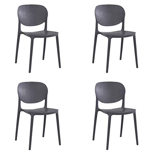 SEDIA IN POLIPROPILENE SET da 4 sedie GRIGIO SCURO design moderno sala da pranzo soggiorno cucina ufficio Goose