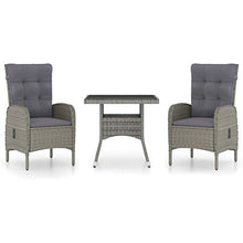 Tidyard Set da Pranzo da Giardino 3 pz in Polyrattan e Vetro Grigio,Set da Pranzo Giardino,Set di Mobili,per Balcone, Giardino o Terrazzo