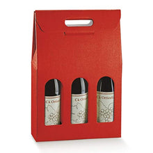 5 scatole per 3 Bottiglie Vino Verticali Modello bordolese, borgognotta robuste strenne Natalizie Cartone accoppiato e Maniglia Esterna cm.27x9x38,5h Seta Rosso