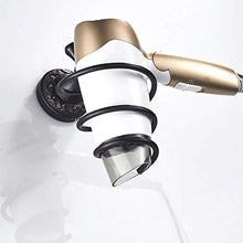 Allettare Asciugacapelli Staffa Asciugacapelli Rack Retro Black Wall Mounted Brass Styling Stand Organizer