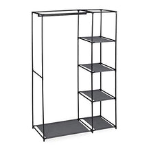 Relaxdays Armadio in Tessuto, con Asta per Abiti e 5 Ripiani, Pieghevole, Cerniera Zip, HLP: 161x105,5x45cm, Antracite, Vello, Ferro, plastica, 1 pz