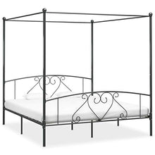 Tidyard Letto a Baldacchino in Metallo Struttura Letto Matrimoniale Design Moderno Telaio Letto Moderno in Metallo Letto con Doghe 200x200 cm Grigio