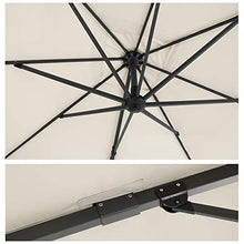 SONGMICS Ombrellone da Giardino Quadrato 3 x 3 m, Ombrellone Decentrato con UPF 50+, Rotazione a 360°, Inclinazione Regolabile, Manovella per Apertura e Chiusura, con Base, Beige GPU039M01
