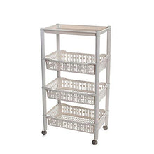 Quattro Ruote Portatile Strumento di archiviazione Carrello Mensola, Moderno e Minimalista scaffale in plastica Mobile Facile da Camera mensola del Bagno Beige 46.5X30.5X85CM Utility Cart