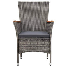 Festnight 5 pz Set da Pranzo da Giardino con Cuscini in Polyrattan Set Tavolo e Sedie da Pranzo da Giardino Esterno Tavolo Quadrato e 4 Poltrone in Rattan Grigio