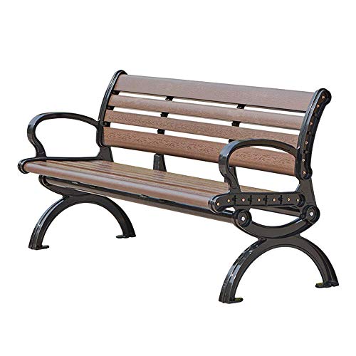 Panca da giardino da 59 pollici Panchina da cortile per terrazza, panca in legno di plastica in alluminio pressofuso a 3 posti, sedie da veranda resistenti alle intemperie, capacità di carico 1000