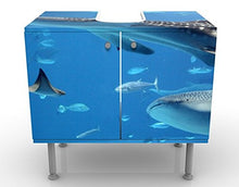 Mobile per lavabo design Fish In The Sea 60x55x35cm, basso, Larghezza: 60cm, regolabile, mobiletto da lavandino, lavandino, mobiletto da lavabo, lavabo, mobiletto, bagno, bagnetto, mobile da bagno