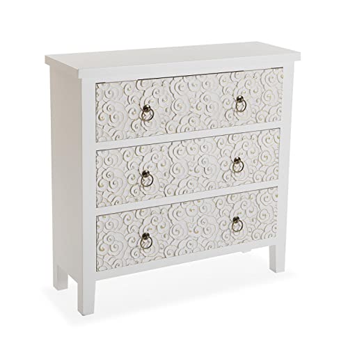 VERSA Nanako Cassettiera Camera letto o Salotto, Armedio con Cassetti, Con 3 cassetti, Misure (A x L x l) 78 x 25 x 78 cm, Legno, Colore Bianco