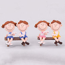 QULONG Ornamenti da Giardino Outdoor Ragazza Carina Ragazzo Coppia Sedersi Panchina Figurina Decorazione paesaggistica in Miniatura Fai da Te - Panchina Profonda
