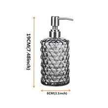 FTTKGRL Dispenser Sapone Realizzato in Vetro,Dispenser di Sapone per Mani con Pompa in Acciaio Inox,Dispenser di Sapone per Bagno, Toilet o Cucina (Grigio Scuro)