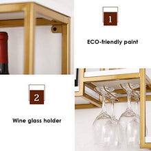 SBDLXY Scaffale Galleggiante per Vino in Legno con Supporto per calici | Armadi per Vino per Cucina, Sala da Pranzo, Bar o Cantina | Cornice Dorata con placca Bianca