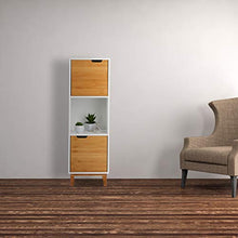 Relaxdays Mobiletto con Anta, Mobile per Soggiorno, Armadietto in Stile Scandivano, MDF e Bambù, HLP 71x32x30 cm, Bianco