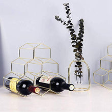 MIMORE - Portabottiglie da tavolo, supporto per vino, design a nido d'ape, 6 bottiglie, in metallo (oro)