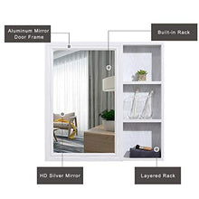 Mobile Bagno di Grandi Dimensioni Specchio per rasatura a Porta Singola Specchio a Parete con ripiano Interno per anticamera, Mobile Camera da Letto, Bianco (60x12,5x70cm)
