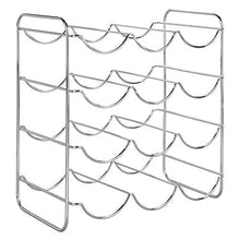 mDesign Portabottiglie Vino per Cucina, frigo o dispensa – Porta Bottiglie in Metallo per Massimo 12 Bottiglie – Cantinetta Ideale per Vino, Birra e liquori – Argento