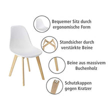 WENKO Set di 4 sedie a Conchiglia per Sala da Pranzo, Bianche, Lavabili, Gambe in Legno massello di faggio, Design scandinavo