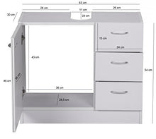 WOHNLING Bagno Mobile Vanity 54 x 63 x 30 Centimetri 1 Porta, 3 cassetti, Bianco