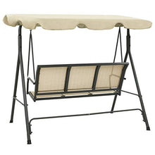 Tidyard Dondolo da Giardino 3 Posti in Tessuto con Baldacchino Tetto Antracite e Sabbia 170x110x153 cm,Dondolo da Esterno,Dondolo con Tetto,Dondolo 3 Posti,Dondolo con Tetto,Dondolo con Baldacchino