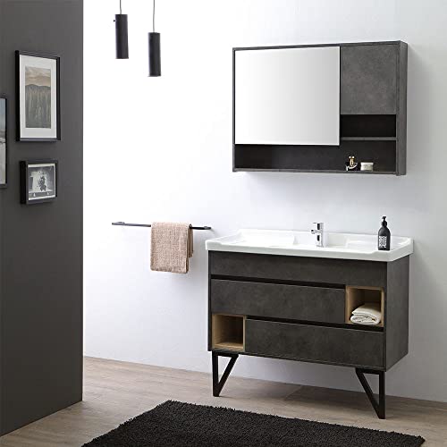 Kiamami Valentina MOBILE BAGNO A TERRA 101CM CON LAVABO STILE INDUSTRIAL SPECCHIO | VIENNA