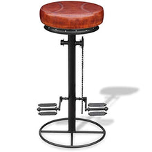 vidaXL Sgabello da Bar Vera Pelle con Pedali Bici Marrone e Nero Sedia Cucina