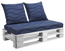 EXTROITALY Belem Onda Blu Set Cuscini 120x60 + schienali 60x60 pz.02 per Esterno/Interno arredo Pallet da Giardino Divanetto per bancale Cuscini Interno Poliuretano Tessuto Lavabile Sfoderabile