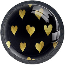 Golden Hearts Love Pattern Nero Pomelli per Porta Set di 4 Pomelli per Mobili Manopole per Cassetti Cucina Armadio Vetro