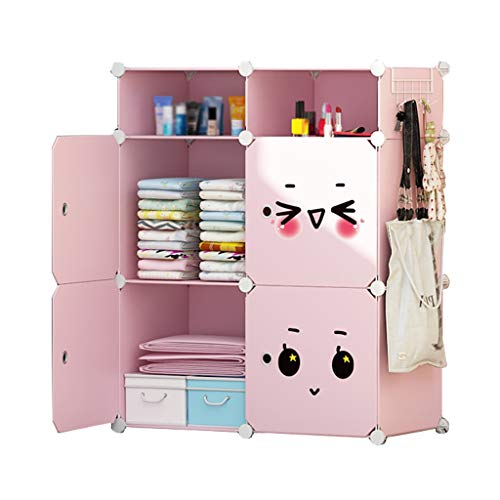 Locker Plastic Armadio Armadio Archivi Rimovibili Abbigliamento Divide-Grid Scaffalature Noleggio Home Camera Dormitorio 75X37X93CM MUMUJIN (Color : Pink)