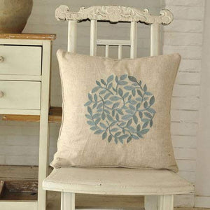 XMZFQ Cuscino Decorativo da 18x18 Pollici Set di 2, Fodere per Cuscini in Cotone e Lino con Ricami squisiti (Contiene Il Centro del Cuscino),Blu