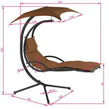 TecTake 800699 Sdraio Sospesa, Parasole Protezione Raggi UV, Sagomatura Ergonomica, Materassino Imbottito e Cuscino Poggiatesta - Disponibile Diversi Colori (Marrone | No. 403075)
