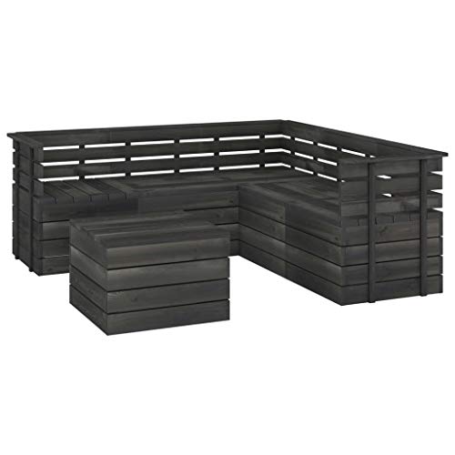 vidaXL Set Divani da Giardino su Pallet 6 pz Legno Pino Grigio Scuro