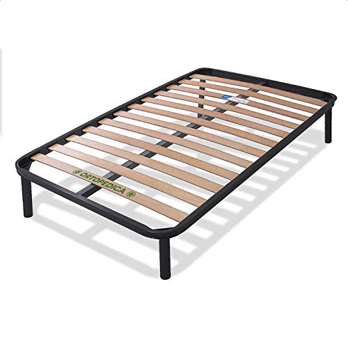 Dormiland - Rete Letto Ortopedica Piazza e Mezza 120x190 - 13 Doghe in Legno e Struttura in Acciaio - 100% Made in Italy