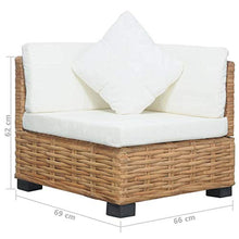 SKM Divano Angolare con Cuscini in Rattan Naturale
