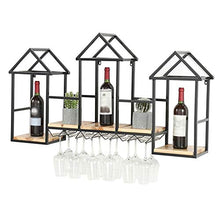 AMBH A Parete Wine Rack Shelf Stile Europeo | Bottiglia di Vino cremagliera in Ferro | Holder Calice | Ristorante Wine Glass Rack L110 × H60 × W20CM N20.02.15 (Color : Black)
