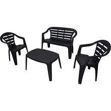 Dmora Set da Esterno Composto da 1 panchina 2 sedie ed 1 tavolino, Made in Italy, Color Antracite