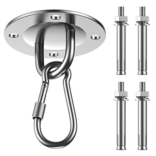 Gancio per Soffitto, JESSTOLO Acciaio Inossidabile Robusto Girevole a 180°Gancio per Soffitto Suspension, Capacità di Carico Fino a 400KG, per Altalena, Amaca, Yoga, Sacco da Boxe, Poltrona Sospesa