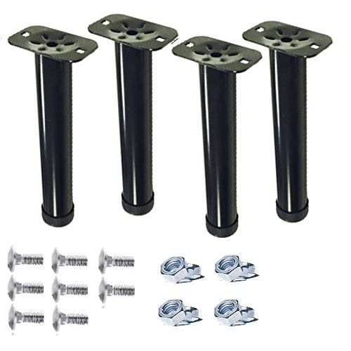 DOLCI SOGNI Set 4 Piedi Letto, Piedi per Rete a Doghe Universali, Compatibile Eminflex, Gambe Letto in Acciaio Nero, Altezza 30 cm, Piedini Letto Matrimoniale e Letto Singolo, 100% Made in Italy