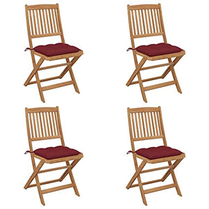 vidaXL Sedie da Giardino Pieghevoli 4 pz con Cuscini Massello Acacia