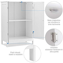 GOPLUS Mobiletto per Bagno con Due Ante Armadietto in Legno Bianco 87x60x35 cm