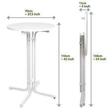 Beautissu Sylt Gastro Tavolo Alto Pieghevole Ø 70 cm Tavolo Bar Esterno Bianco - Tavolino da Bar o da Cucina Rotondo per bistrot e Pub - Tavolo da Giardino - Resistente al Calore e ai Graffi
