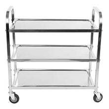Estink - Carrello da servizio con ruote, 3 livelli in acciaio, carrello da cucina, vassoi da catering, grande carrello per il pranzo, trolley con freno per hotel e bagno, 850 x 900 x 450 mm, 1 pezzo