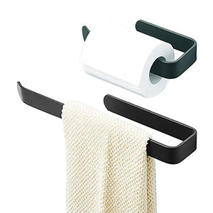 2 pezzi portasciugamani da bagno, portasciugamani nero, 19 cm / 32,5 cm portasciugamani doccia unità di vanità assemblaggio armadietto da bagno [nessuna perforazione]