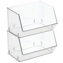 mDesign Organizer frigorifero in plastica – Scatola da cucina con parte anteriore aperta per frigo e armadietti – Contenitori cibo ideali per diversi tipi di alimenti – Set da 2 – trasparente