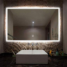 WQERLC Specchio a Muro, Specchio da Bagno a Led, Bagno Specchio Vanità con Lampada, Adatto per Bagno, Hotel, Servizi Igienici,60X100Cm.
