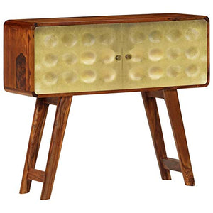 SOULONG Credenza retrò con 2 ante, credenza da cucina con stampa dorata, tavolo consolle vintage in legno massiccio 90 x 30 x 77 cm