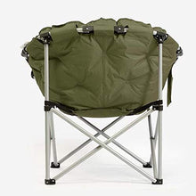 Sedia a sdraio pieghevole in tessuto scamosciato, colore verde militare con motivo luna, pieghevole, lavabile e reclinabile, divano letto rotondo con schienale morbido imbottito e leggero