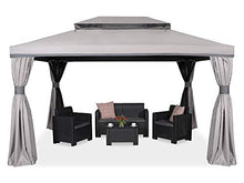 Garden Point Gazebo da Giardino Valencia | 300 x 400 cm | Rettangolare | Idrorepellente | Ideale per i mobili da Giardino e Jacuzzi | Montaggio Facile| Tende in Set | Grigio